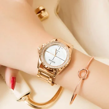 2023 high-end brand ženski ručni satovi, sa kristalima, jednostavne ženske klasične luksuzni satovi iz zlatne čelika za Relogio Feminino