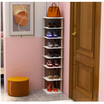 8-ярусная vertikalni polica za cipele, uski organizator za cipele, elegantan drveni stalak za skladištenje cipela, kompaktni polica za cipele, kupola za obuću, besplatno
