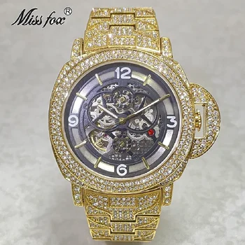 Hip-hop marke novi trendi muški sat s automatskim upravljanjem, luksuzni 18-каратные zlatni nakit s муассанитом, potpuno čelične sat Reloj