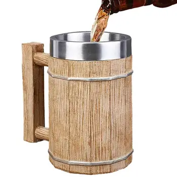 600 ml, krigla u drvenom stilu vikinzi, imitacija pivo mugs u drvenoj бочонке, krigla s dvostrukim stijenkama, pribor za koktele