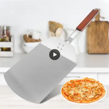 Sklopivi lopatica za pizzu od nehrđajućeg čelika, ručka je od punog drveta, prijenos odrezak, okrugli lopatica za tortu, alati za pečenje